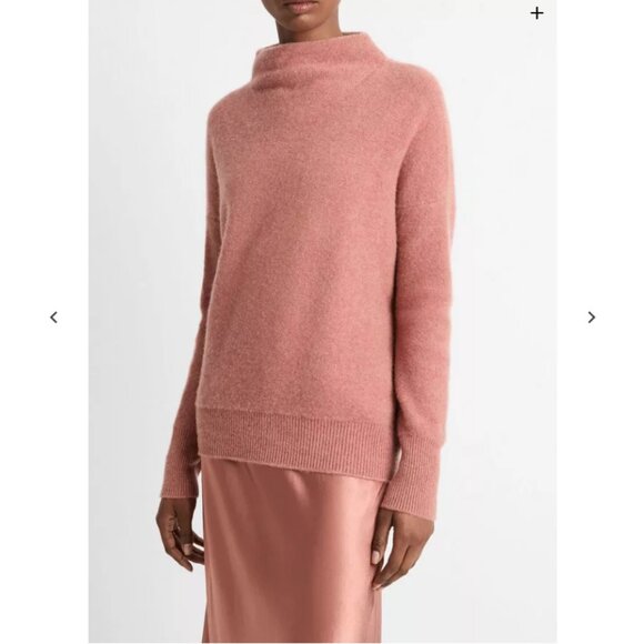 New Vince Plush Cashmere Funnel Neck Pullover Sweater in Vintage Rose - Picture 1 of 7